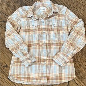 J. Crew XXS 100% Cotton Plaid Shirt in Orange and White